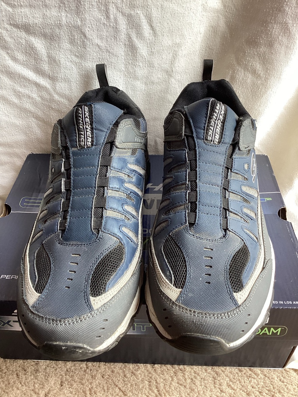 Skechers Men's Navy and Gray Athletic Slip-On Sneakers